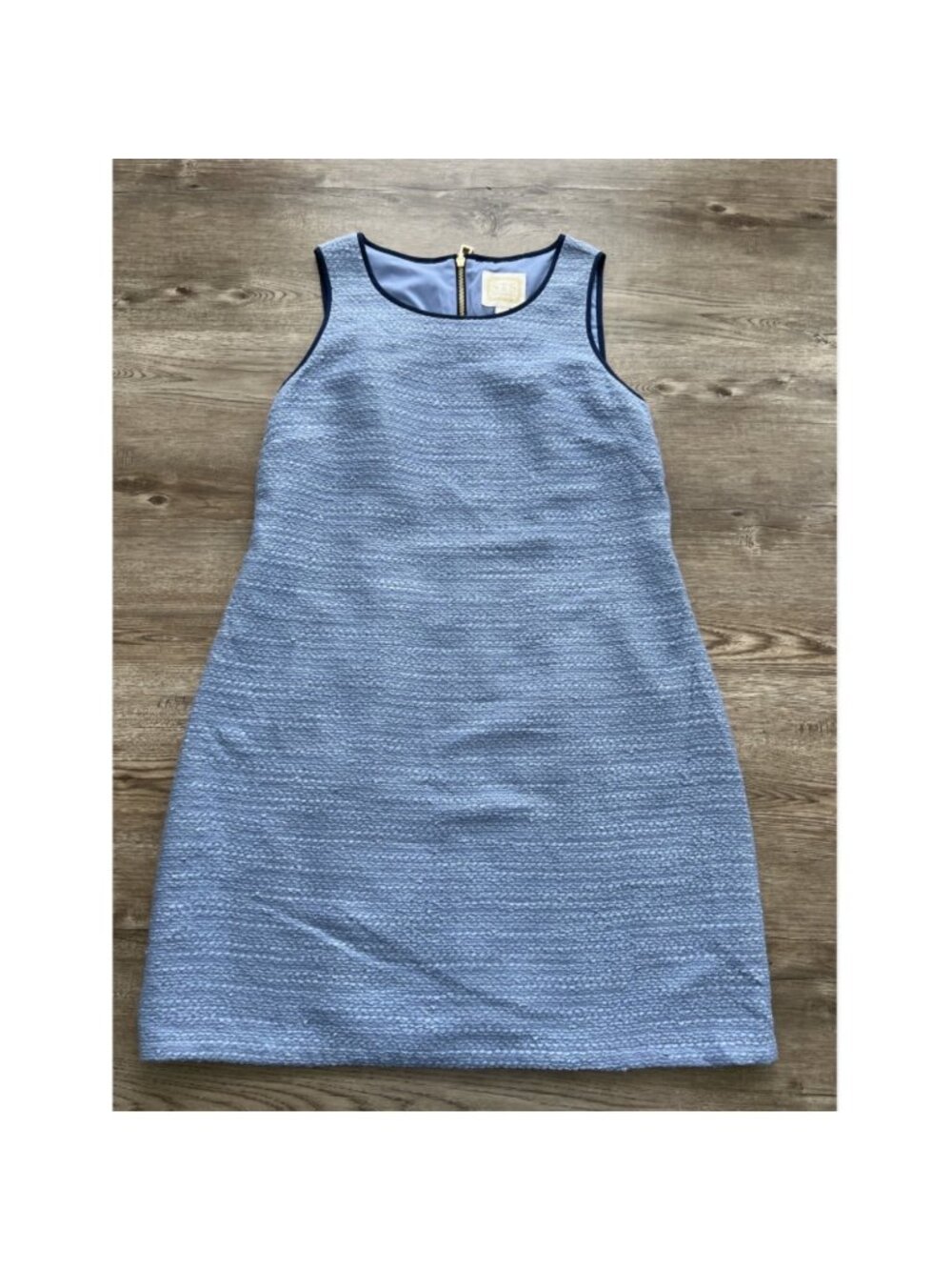 Sail To Sable Tweed Tank Dress Womens 8 Blue‎ Wool Blend Above Knee